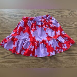 Boohoo Red and Lavender Floral Skirt NWT